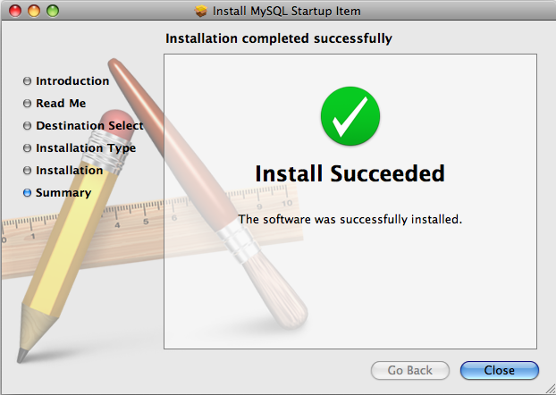 MySQL Startup Item Installer: Step
            5