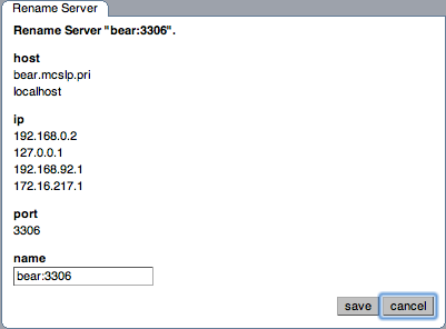 MySQL Enterprise Dashboard:
            サーバ名の変更