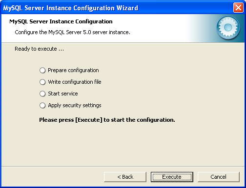 MySQL Server Instance Configuration
            Wizard: Confirmation