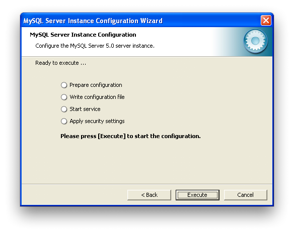 MySQL Server Instance Configuration
            Wizard: Confirmation