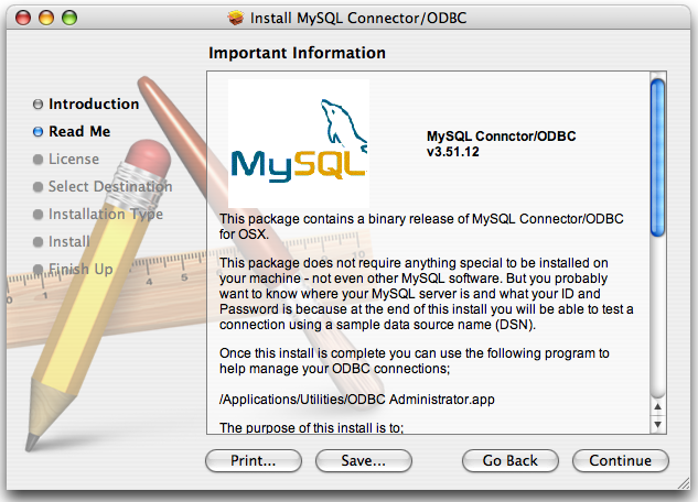 MyODBC Mac OS X Installer - Wichtige
                  Informationen