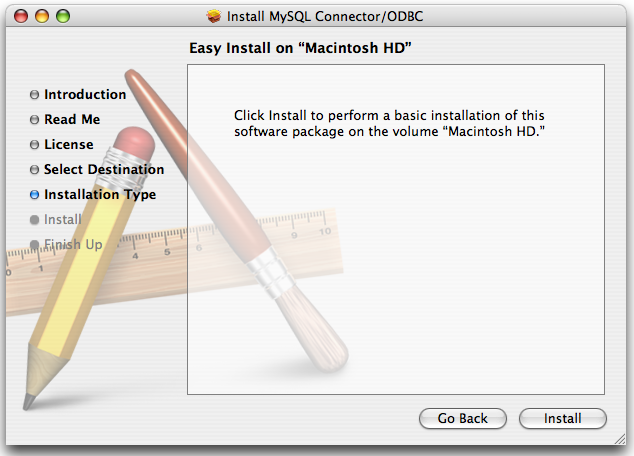 MyODBC Mac OS X Installer -
                  Installationstyp