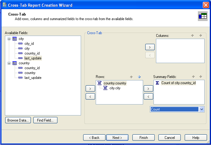 Crystal Reports
              のクロス集計定義