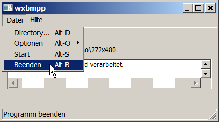 Menüpunkt "Datei→Beenden"